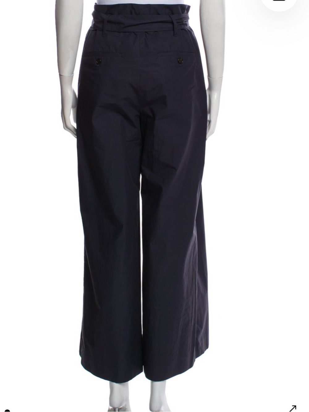 MaxMara Dark Navy High-Rise Wide Leg Pants with Tie Belt - Picture 3 of 3